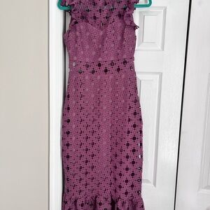 Red Dress Boutique Purple Sheath Flutter Sleeve Midi